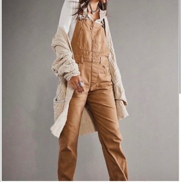 Free People Ziggy Overalls in Pioneertown Tan Size M - Picture 10 of 10